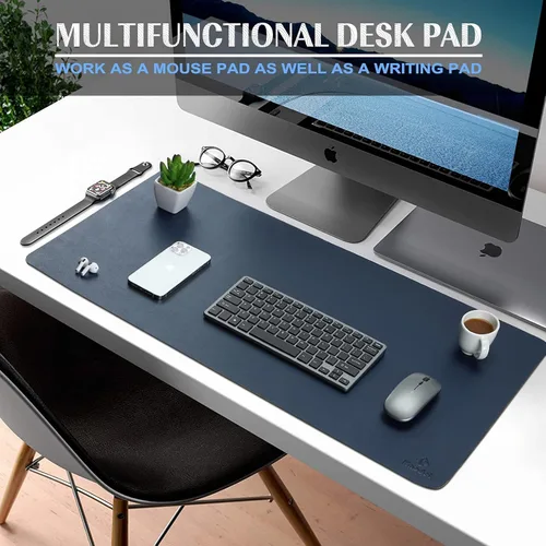 Vista 2 de K KNODEL Alfombrilla de escritorio pequeña de cuero para oficina, para mouse y teclado, alfombrilla para computadora y laptop, protector y cubierta