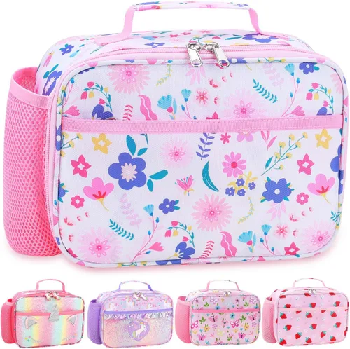 Vista 30 de RHCPFOVR Lonchera para niños – Lonchera aislada para niños y niñas, bolsa de almuerzo lavable y lonchera reutilizable para preescolar a prueba