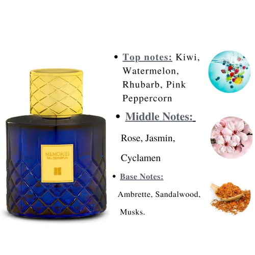Vista 2 de INTENSE OUD Memories Eau De Parfum - 3.4 fl oz (3.4 oz) Fragancia floral de madera Rosa, jazmín, sándalo, almizcle y ruibarbo Perfume de larga