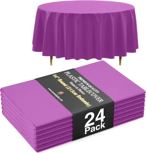 Vista 19 de Exquisite 66% Thicker Premium Aqua Round Tablecloth 0.5 Mil 6 Pack Plastic Table Cloth Disposable 84 Inch Round Plastic Tablecloth Won't Tear Easily