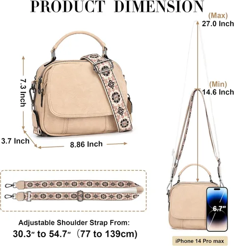 Vista 4 de OPAGE Bolsos cruzados pequeños para mujer, a la moda, de piel sintética suave, bolso cruzado para mujer