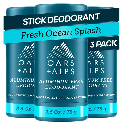 Vista 16 de Oars + Alps Desodorante sin aluminio para hombres Protección contra olores de larga duración, transparente y libre de residuos blancos