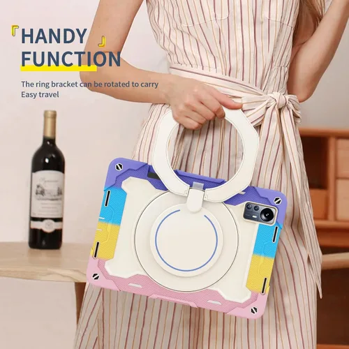 Vista 6 de Funda de silicona para tablet Xiaomi Mi Pad 5 Pro de 12.4 pulgadas, a prueba de golpes con soporte para lápices, correa para el hombro, soporte