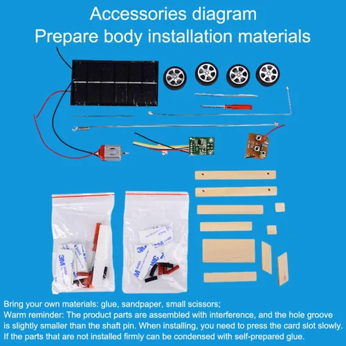 Vista 3 de Kit de modelo de coche solar de madera para construir para la edad de la juventud, kit de experiencia educativa de ciencia Juguete de construcción