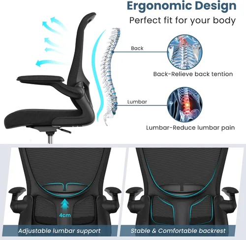 Vista 3 de Silla de dibujo, silla de oficina alta con reposabrazos abatibles, silla de escritorio de pie ergonómica ejecutiva para computadora, silla de dibujo