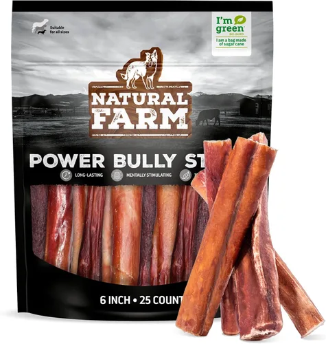 Vista 13 de Natural Farm - Palitos masticables Power Bully para perros (2-3”, bolsa de 1 libra), masticables 2 en 1: Mejillas de res premium envueltas en pizzle
