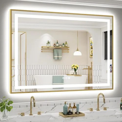 Vista 87 de Briivue Espejo de baño LED de 20 x 28 pulgadas con luces, retroiluminado y frontal iluminado, espejo de tocador de baño con luz antiniebla