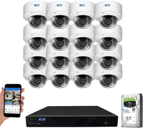 GW Security Sistema de cámara de seguridad AI Varifocal de 16 canales 6K