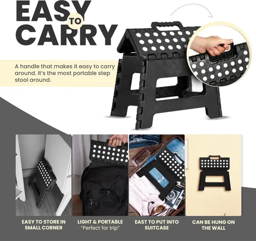 Vista 7 de Utopia Home - Taburete plegable, taburete de pie de 9 pulgadas de ancho, soporta hasta 300 libras, de plástico ligero para cocina, baño y sala