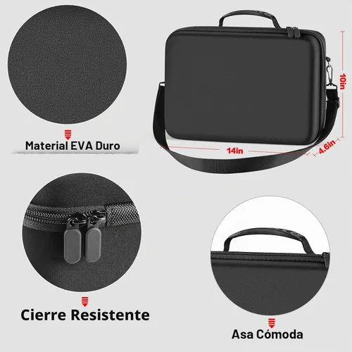 Vista 4 de Comecase - Funda rígida para auriculares Meta Quest 3S/3/Quest 2, color negro Pre-Cut Foam Fits Without Trimming, Stores Headset, Controllers and
