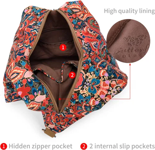 Vista 4 de Black Butterfly - Mochila prémium para mujer, estilo bohemio, casual, moderna, ligera y pequeña, 1-rojo