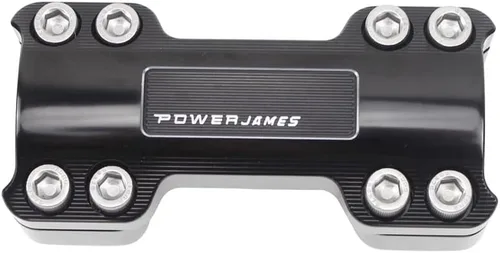 Vista 2 de POWERJAMES - Elevadores de manillar negros de 1 1/4 pulgadas para Harley Davidson Softail Fat Boy Dyna Road King con cubierta de sujeción de 1.25