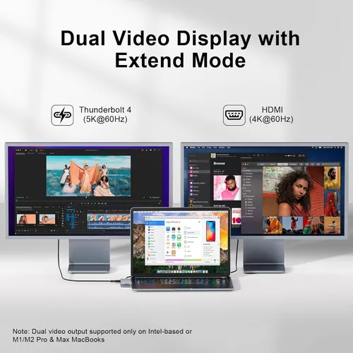 Vista 6 de Hub USB C, adaptador USB 8 en 2 para MacBook Pro Air, Thunderbolt 4 Dock 100W PD, 40Gbps, 4K HDMI, USB C 3.0, 3 USB A 3.0, lector de tarjetas SD/TF