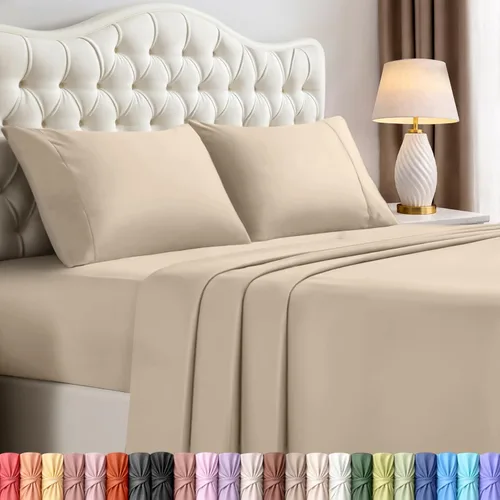 Vista 151 de Utopia Bedding - Juego de sábanas de microfibra cepillada, resistente al encogimiento y a la decoloración, de fácil cuidado, 3 piezas, tamaño Beige