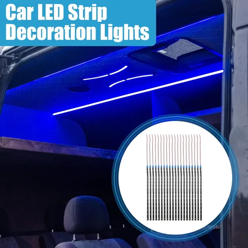 Vista 2 de 12V 15 LED tira de luz flexible 11.8 in coche interior decorativo LED lámpara azul (juego de 20)