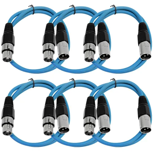 Vista 48 de Seismic Audio SAXLX-2Brown-Paquete de 6 cables de conexión XLR de 2 pies marrones - Cables de micrófono - Cables XLR macho a hembra - 2 pies