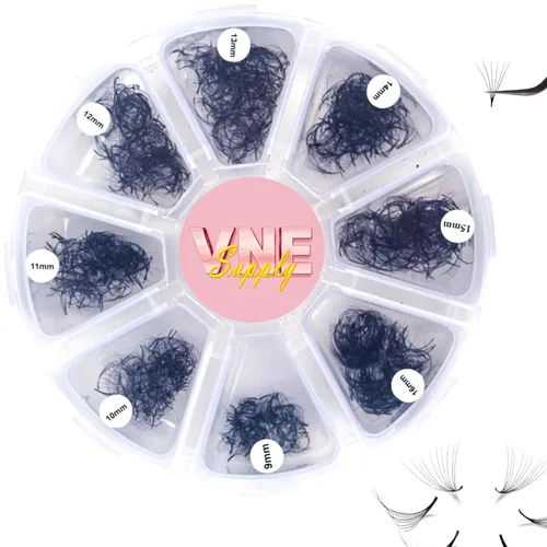Vista 4 de VNE - Extensiones de pestañas para 500 abanicos de volumen, longitud mixta, extensiones de pestañas prefabricadas Extensión de pestañas Mega