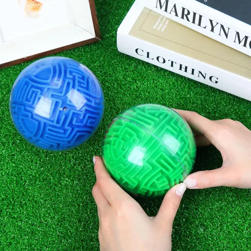 Vista 4 de Sumind Juego de 4 piezas de rompecabezas 3D de laberinto mágico para el cerebro, juegos de memoria secuencial, laberinto, esfera, rompecabezas verde