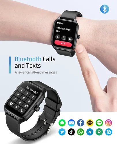 Vista 4 de Relojes inteligentes para hombres y mujeres con llamada Bluetooth, rastreador de actividad física de 1.96 pulgadas, pantalla táctil completa HD