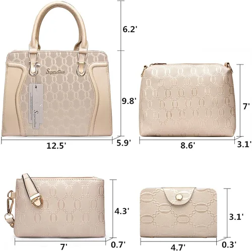 Vista 3 de Soperwillton Juego de 4 bolsas de mano para mujer, bolso de hombro con asa superior