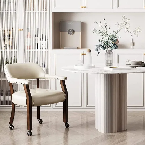 Vista 51 de Silla de comedor con ruedas, sillas de capitán con rodillos, juegos de dinette, sillas de póquer con ruedas, mesa de cocina, sillas rodantes, silla