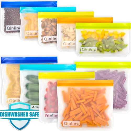 Vista 11 de Bolsas de Almacenamiento Reutilizables - Paquete de 10 Bolsas para Congelador SIN BPA