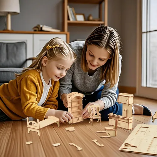 Vista 6 de BOHS Muebles de casa de muñecas de madera a escala 1/12, rompecabezas 3D para accesorios de muebles de casa de muñecas en miniatura, grande, 28