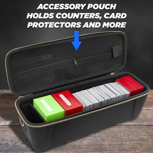 Vista 6 de CASEMATIX Estuche para tarjetas intercambiables con 5 divisores extraíbles, 5 separadores de pestañas y correa para el hombro, 1000 cartas