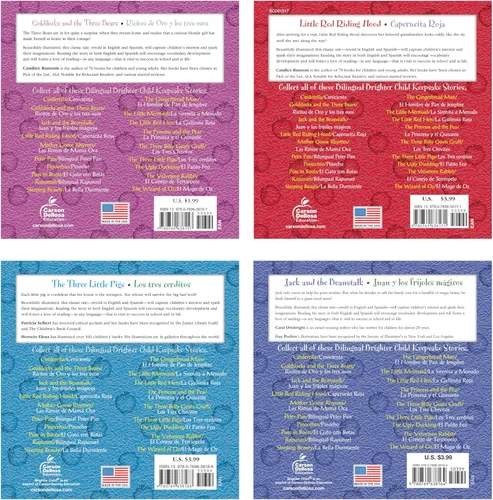 Vista 2 de Carson Dellosa Education Conjunto de libros Keepsake Stories Cuentos clásicos de hadas para niños en español e inglés, Los tres cerditos, Caperucita