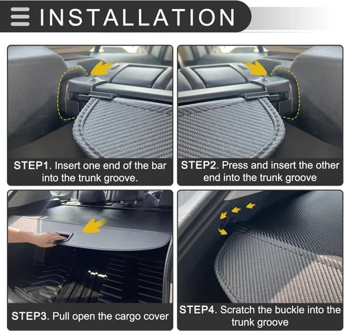 Vista 4 de Cubierta retráctil para maletero trasero para Toyota RAV4 2014-2018, cubierta de carga retráctil antimiradas, cubierta de carga para maletero