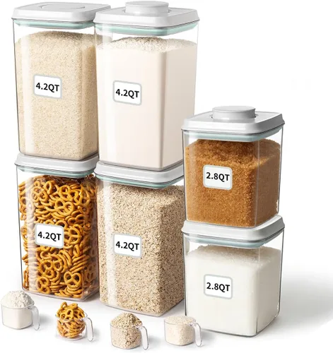 Vista 7 de Ankou Recipiente hermético de almacenamiento de alimentos con tapa y cuchara de 4.4 fl oz, 4 L/4.2 cuartos de galón sin BPA, contenedor de arroz