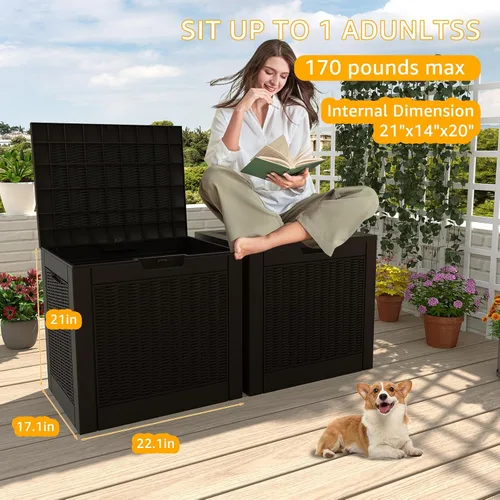 Vista 79 de DRATO Cajas de terraza, caja de almacenamiento al aire libre de 30 galones para cojín de patio, herramientas de jardín, impermeable y resistente a