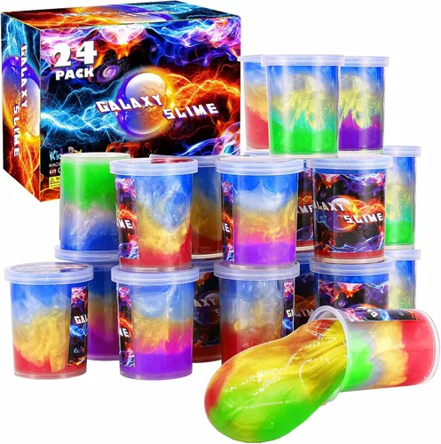 Paquete de 24 unidades de slime de galaxia, recuerdos de fiesta para niños, relleno de bolsas de golosinas, kit de limo bastante suave, elástico y