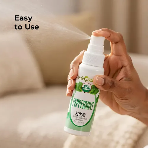 Vista 7 de Healing Solutions - Spray de aceite esencial de menta, (2 onzas) certificado por USDA Organic Aromatherapy Room & Linen Spray, almohada y neblina