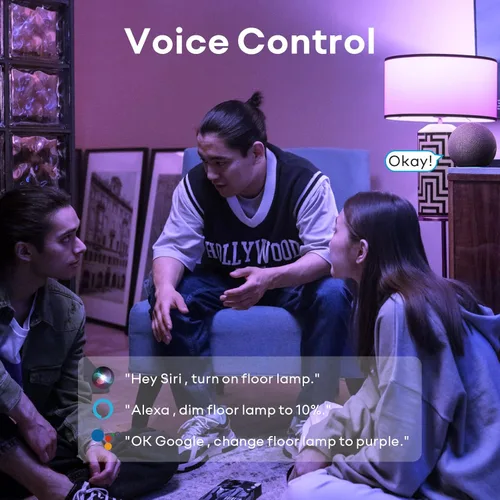 Vista 6 de VOCOlinc Bombilla inteligente funciona con Apple Homekit, Alexa, Google Home, bombillas inteligentes WiFi regulables, 850 lúmenes, bombilla LED