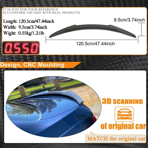 Vista 5 de MCARCAR KIT Alerón de maletero de fibra de carbono real para BMW Serie 3 E90 M3 Sedan 2008-2012 y E90 Sedan 2006-2011 325I 328I 330I 335I Tapa