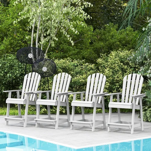 Vista 18 de Tangkula Taburete de bar para exteriores, silla Adirondack alta de polietileno de alta densidad con reposabrazos y reposapiés, resistente a