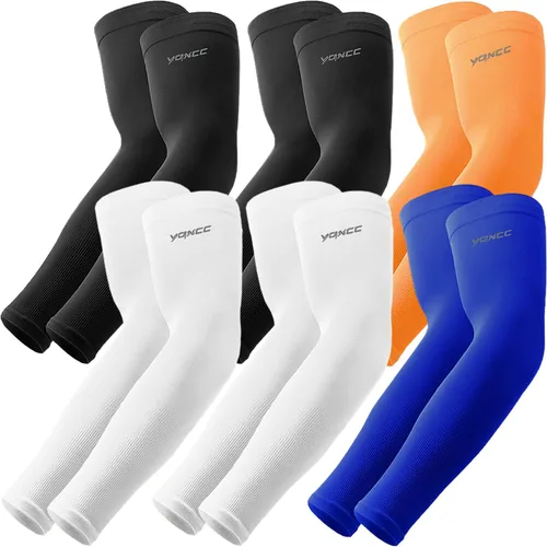 YQXCC 6 pares de mangas de brazo para hombres y mujeres | UPF 50 Protección solar UV refrescante | Mangas de compresión deportivas
