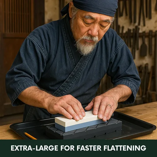 Vista 6 de Sharp Pebble Large Flattening Stone- Dual Grit Coarse/Fine Sharpening Stones Flattener- Diamond Grooves Whetstone Fixer-Re Level Any Whetstones &