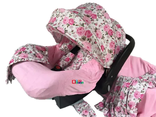 Vista 2 de Juego de 9 piezas de funda para asiento de coche infantil, cubierta para reposacabezas, sombrero, bufanda de enfermería, 25JE01