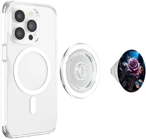 Vista 4 de Gothic Metallurgic Rose Design 1 PopSockets MagSafe PopGrip for iPhone