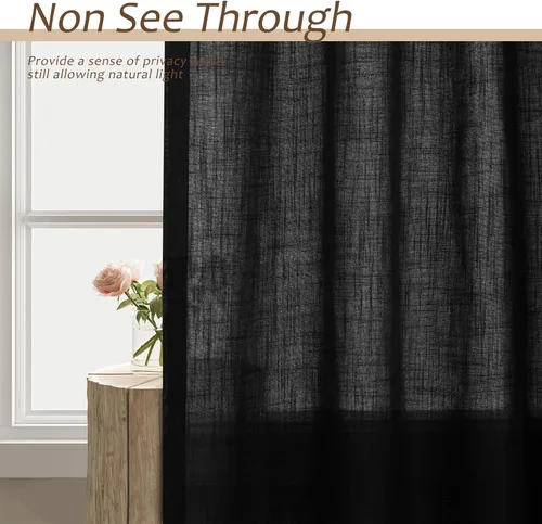 Vista 105 de Aersas Aqua Green Linen Curtains 84 Inches Long 2 Panels Set Back Tab Rod Pocket Living Room Curtain Farmhouse Rustic Light Filtering Hook Drapes