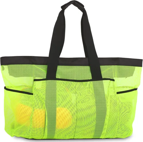Bolsa de playa extra grande, bolsa de malla XL con cremallera y bolsillos, ideal para tu viaje familiar a la playa