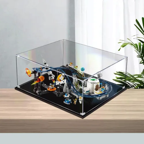 Vista 2 de Vitrina acrílica para Lego Creator Space Roller Coaster 31142 - Exhibición, protege y decora tu modelo con almacenamiento a prueba de polvo, regalos