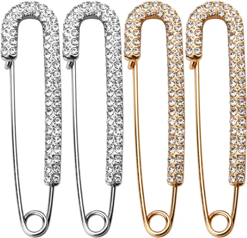 4 pines decorativos de seguridad con diamantes de imitación para ropa, broche de seguridad, broches de chal, broches de perlas de cristal sintético,