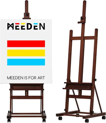 Vista 13 de MEEDEN Caballete grande de artista de estudio, con capacidad para máximo lienzo de 48 pulgadas, caballete de madera maciza de haya con marco en H