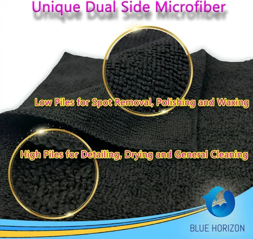 Vista 4 de Toallas de limpieza de microfibra negras, paquete de 36 paños de felpa ultra suave de doble cara, paños de limpieza de microfibra de calidad Negro