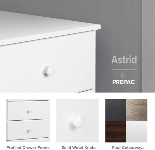 Vista 15 de Prepac Astrid - Cómoda con tiradores acrílicos para cómoda de 4 cajones, color blanco cristal.