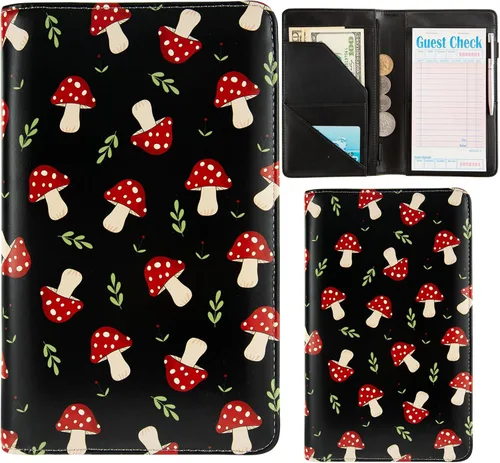 Vista 24 de Libreta rosa para mesera, libro para camarera, lindos libros para meseros con bolsillo con cierre, organizador de libros para meseras, talonario