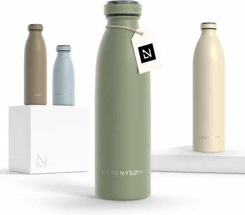 Vista 86 de LARS NYSØM Botella de agua aislada de acero inoxidable de 12 onzas, 17 onzas, 25 onzas, 34 onzas, 51 onzas, frasco térmico aislado para bebidas